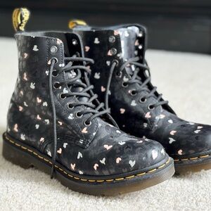 Dr. Martens Black Boots with Heart Pattern